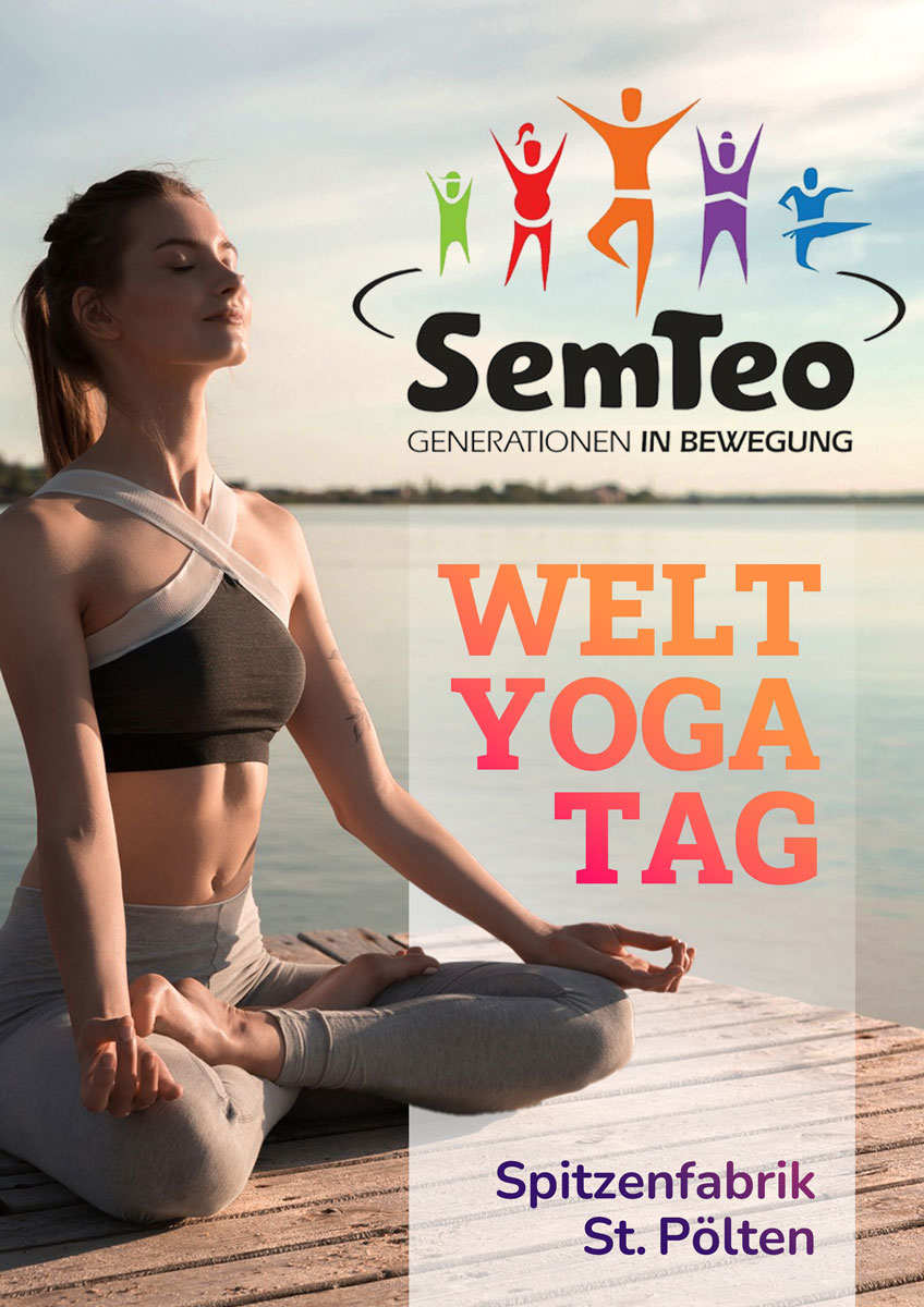 Welt Yoga Tag auf der Terrasse